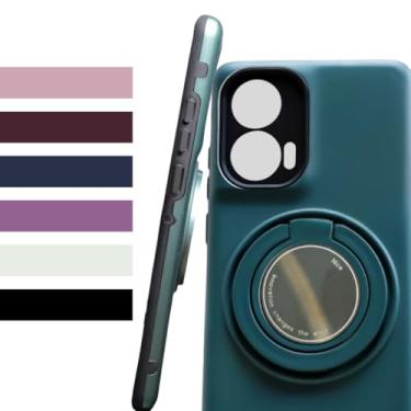 Imagem de Capa Moto G85 5G Capinha Motorola Proteção Anti-Choque Case Fashion Anel 360° Suporte Placa Magnética Integrada (Verde)