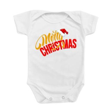 Imagem de Roupinha Body de Bebê Temático Feliz Natal Merry Christmas Menino Meni
