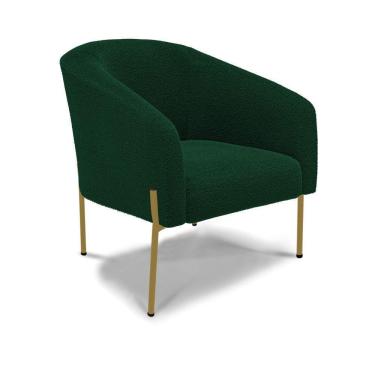 Imagem de Poltrona Decorativa Pé De Ferro Dourado Stella Bouclê D03 - D'rossi Cor Verde