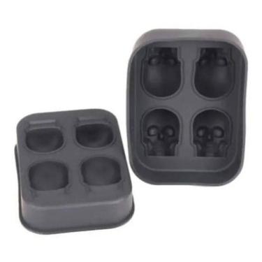 Imagem de Forma De Gelo Silicone Caveira Festas Drinks Bar Top
