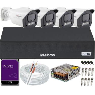 Imagem de Kit 4 Câmeras Full Color C/Áudio Dvr Intelbras 4ch 1TB Purple