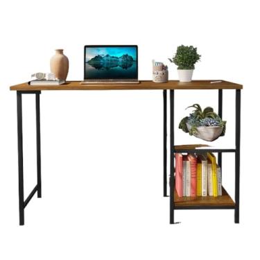 Imagem de Escrivaninha Mesa Office Estudo Estilo Industrial 110cm (Preto/Imbuia)