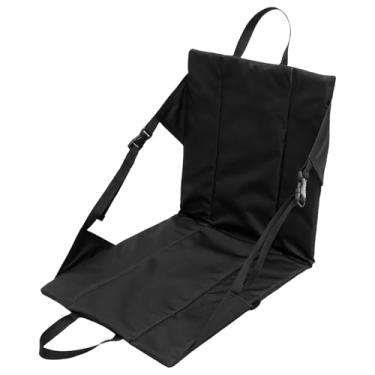 Imagem de Almofada de assento portátil para estádio com suporte para as costas 600D Oxford banco dobrável para uso externo tapete ajustável para cadeira de estádio comporta até 100 kg para acampamento (preto)
