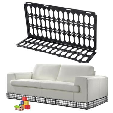 Imagem de Okllen Pacote com 12 bloqueadores de sofá para animais de estimação, bloqueadores de plástico preto embaixo da cama para evitar que brinquedos, bolas e coelhos de poeira fiquem embaixo do sofá, cama