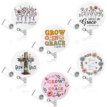 Imagem de Hoteam Carretel retrátil de crachá cristão com suporte de clipe jacaré para Rn ICU Nicu enfermeira médica presente de formatura de aniversário de Natal