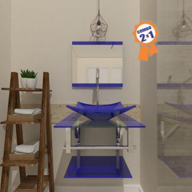 Imagem de Combo 2 x 1 Gabinete de Vidro 45cm para Banheiro Cuba Retangular - Bie