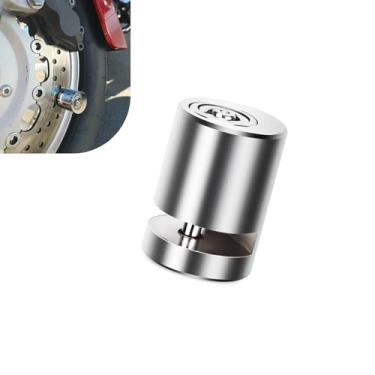 Imagem de MOXRUQ Trava de freio a disco de motocicleta, trava de freio de roda antifurto com cabo lembrete, travas de disco à prova d'água, universal para motocicleta e scooter (prata)