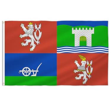 Imagem de PTEROSAUR Bandeira de Usti Nad Labem, bandeira de poliéster com ilhós de latão, decoração de casa e faixa decorativa externa (Usti Nad Labem, 9 x 1,5 m)