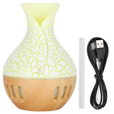 Imagem de Mini difusor de aromaterapia umidificador de ar portátil USB difusor de óleo essencial para carro, escritório, casa, design de grãos de madeira, luzes LED de 7 cores, tamanho