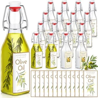 Imagem de Havawish 16 garrafas de azeite de oliva caseiras de 227 g com tampa hermética para guardar lembrancinhas de chá de bebê (quadradas)