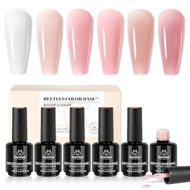 Imagem de Beetles Conjunto de gel para unhas construtor de base de borracha – 6 cores nude rosa branco base de esmalte gel para extensão de unhas, reparo e escultura, presentes de arte de manicure de imersão