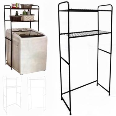 Imagem de Maxeb, Rack Estante Lavanderia Maquina de Lavar Organizaçao Prateleira Aço Preto ou Branco Cortelux Cor:Preto