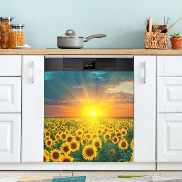 Imagem de Tampa magnética para máquina de lavar louça QUGRL Sunflower Fields Sun