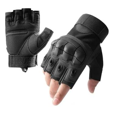 Imagem de Luva Tática Militar Meio Dedo Proteção para Airsoft Paintball Microfibra Moto esportes de ação resistente (M-G)