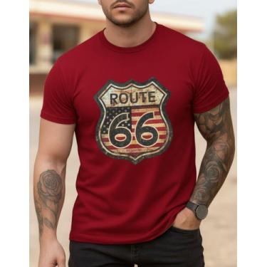 Imagem de Camisa Masculina Premium Estampada Rota 66 Algodão Estilosa - Versitz,