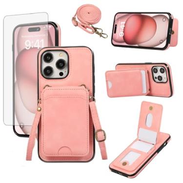 Imagem de Asuwish Capa de telefone para iPhone 16 Pro 6,3 polegadas com protetor de tela de vidro temperado e alça de pulso transversal de couro flip porta-cartões acessórios para celular i Phone16 i16 16Pro