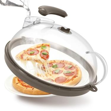 Imagem de Capa para respingos de micro-ondas com vaporizador de água, capa de micro-ondas atualizada para alimentos com alça, capas de prato transparentes, protetor contra respingos, utensílios essenciais de