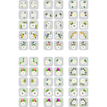 Imagem de Película Floral Branca Adesivos 3d para Unha Nail Art Branca - Paty Be