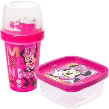 Imagem de Kit Porta Lanche Escola Passeio Minnie Garrafa e Pote 580ml - Plasútil