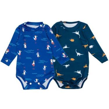 Imagem de Kit 2 Bodys Bebê Infantil com Proteção UV Menino Menina - Fofotinhos, 