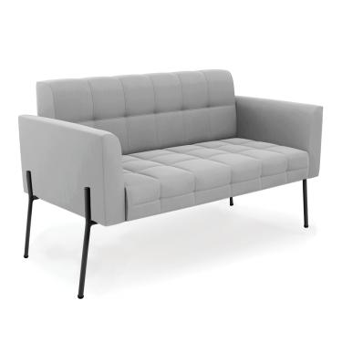 Imagem de Sofá Namoradeira 2 Lugares Pé de Ferro Preto Elisa Suede Cinza D03 - D'Rossi