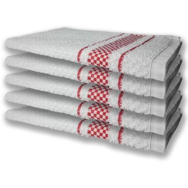 Imagem de 5 Panos De Prato Atoalhado Felpudo 370g/m² Premium Vermelho