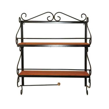 Imagem de Prateleira Porta Condimentos Rústica De Ferro E Madeira Artesanal