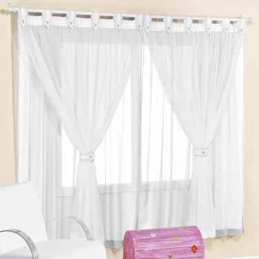 Imagem de Cortina 2,00m X 1,70m Alt. Kids Decoração Quarto Criança Em Voal Para Varão - Branca