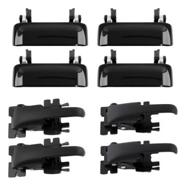 Imagem de Gledewen Maçaneta externa e interna da porta dianteira traseira do lado do passageiro, compatível com Ford Explorer Sport Trac Mercury Mountaineer 1998-2005, substitui # 77156 79102, conjunto de 8