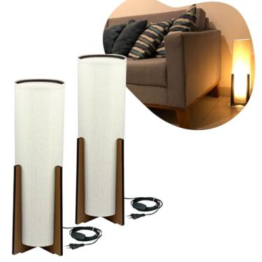 Imagem de Kit 2 Abajur De Chão Luminaria De Mesa Atlas Para Sala Mdf