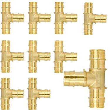 Imagem de Conexões em T de Expansão PEX-A de 3/10.2 cm, Conector em T de Encanamento de Latão ASTM F1960, Conexões de Tubo PEX-A de Latão Sem Chumbo para Água Potável, Encanamento Quente e Frio, Aquecimento