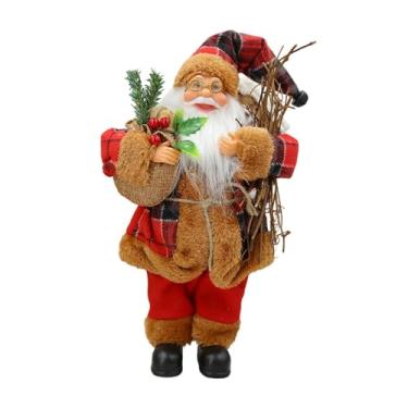 Imagem de XLWLLNJ Estatueta de Papai Noel de 40 cm, decoração natalina para mesa, enfeite de Natal, decoração de sala de estar ou prateleira, Abraçando Um Galho de árvore