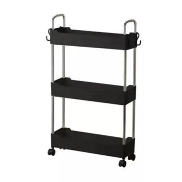 Imagem de Prateleira Multiuso 3 Andares Com Rodinha Preta