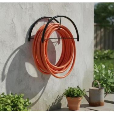 Imagem de Suporte Fixo Enrolar Mangueira De Jardim Borracha Parede Muro Industri