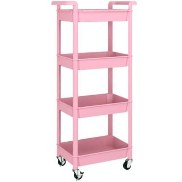 Imagem de MIOCASA Carrinho utilitário com bandeja removível, organização de armazenamento de cozinha de 4 níveis, carrinho de arte com rodas para escritório, sala de aula, sala de estar, cozinha, banheiro