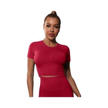 Imagem de Camiseta Esportiva Feminina Sem Costura - Ideal para Ioga, Fitness e T
