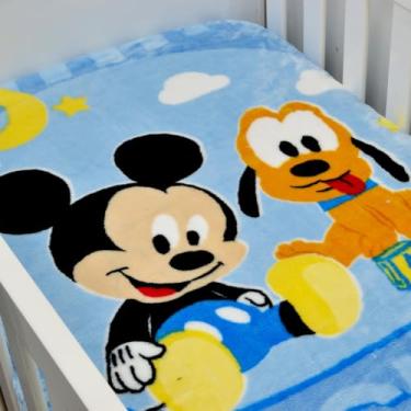 Imagem de Cobertor Bebê Jolitex Raschel Mickey E Pluto Feliz Azul