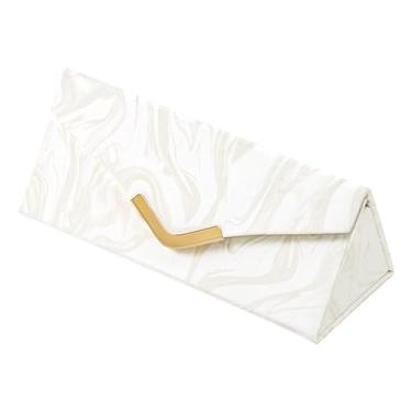 Imagem de APLVFFZH Porta-joias Dobrável Triangular Portátil, Estojo para óculos, Multifuncional em PU, Branco