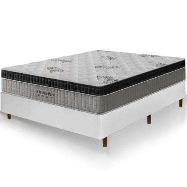 Imagem de Cama Box Casal Branca Colchão Ortho Pro Firme Espuma D33 Pillow Papara