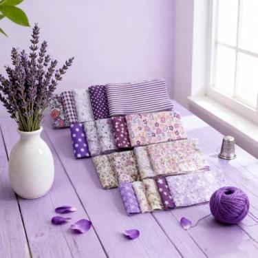 Imagem de 40 peças de tecido quadrados de algodão, materiais de costura com padrão floral amarelo para projetos de bricolage e materiais de artesanato