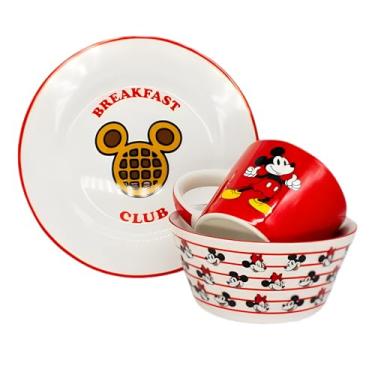 Imagem de Zonacriativa – Kit Café da Manhã Mickey e Minnie | Caneca, Bowl e Prato em Cerâmica Resistente | Para Lanches/Refeições Rápidas e Divertidas - Café da Tarde Personalizado e Especial