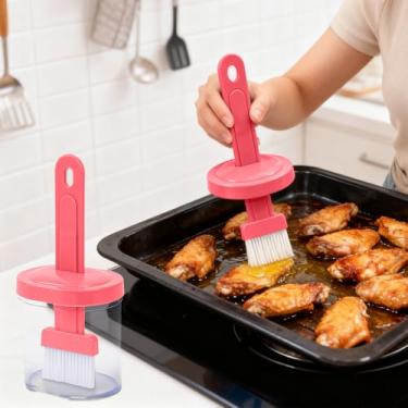 Imagem de Escova de óleo com garrafa de silicone de armazenamento para cozinhar, assar, churrasco, utensílios de cozinha, recarregável, resistente a vazamentos, dispensador de molho
