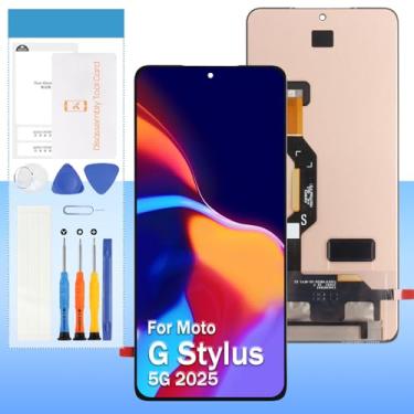 Imagem de Tela de substituição original para Motorola Moto G Stylus 5G 2025 XT2517-1 XT2517 17.0 cm Display LCD Touch Digitalizador com ferramentas - Preto com moldura
