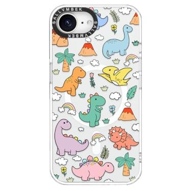 Imagem de sallvmbek Capa para iPhone 16e, compatível com MagSafe, estampa de dinossauro com design fofo, capa protetora magnética à prova de choque TPU para mulheres e mulheres