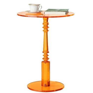 Imagem de Mesa lateral de acrílico moderna, mesa redonda transparente para sala de estar, lobby do quarto e escritório fácil de montar (laranja, grande)