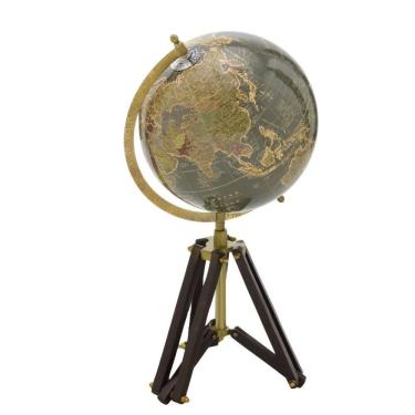 Imagem de Globo Terrestre Decorativo Cinza Tripé em Madeira 56,5cm 16139-PL
