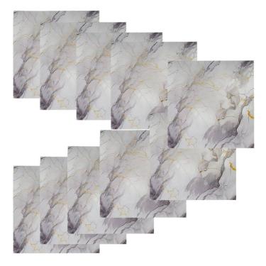 Imagem de Placa Adesiva Marmore Falso Autocolante Papel Parede Kit 10 Uni Decoraçao Sala Cozinha Banheiro Reforma Obra Casa