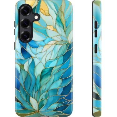 Imagem de Esdot Capa para Samsung Galaxy S24 Plus - Compatível com carregamento sem fio - Silicone macio de camada dupla + capa rígida - Design de flores silvestres - Capa protetora de telefone para mulheres e
