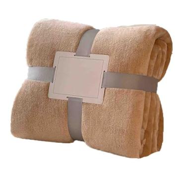 Imagem de Cobertor de lã com peso e mantas fofas femininas masculinas para cama adulto casal solteiro para sofá grosso e quente macio confortável para inverno outono lavável na máquina (marrom, 152 x 201 cm)