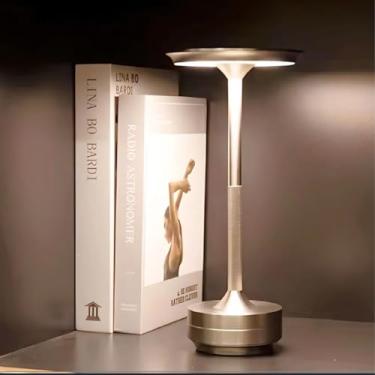 Imagem de Luminária Portátil LED Touch Recarregável, 200 Lumens, Alumínio, Dimerizável 3000K-5000K, USB-C, Bateria 4400mAh, IP44 (Prata)